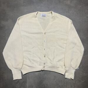 Vintage 80s Robert Bruce Arnold Palmer Cream Alpaca Cardigan